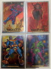 4 Marvel Masterpieces 92 Platinum Cards: Galactus, Thanos, Kang, Mephisto