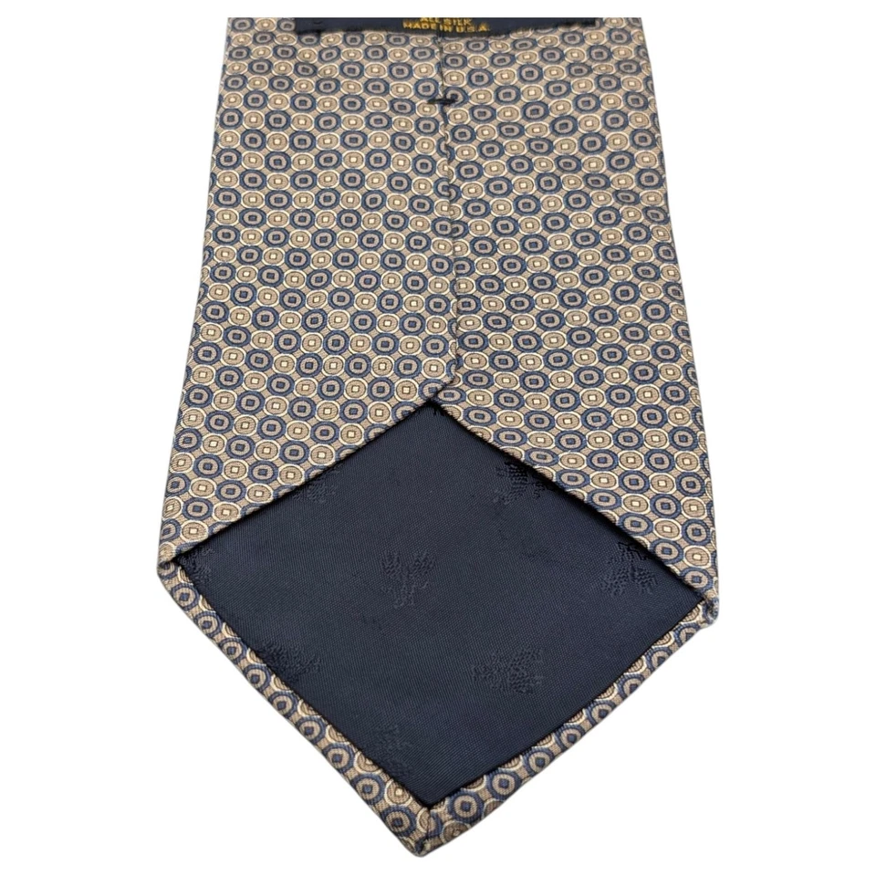 Corbata Brooks Brothers 56.5" Azul Seda Crema Cuadrada En Círculo Medallón Clásico EE. UU. Foto 4 de 4