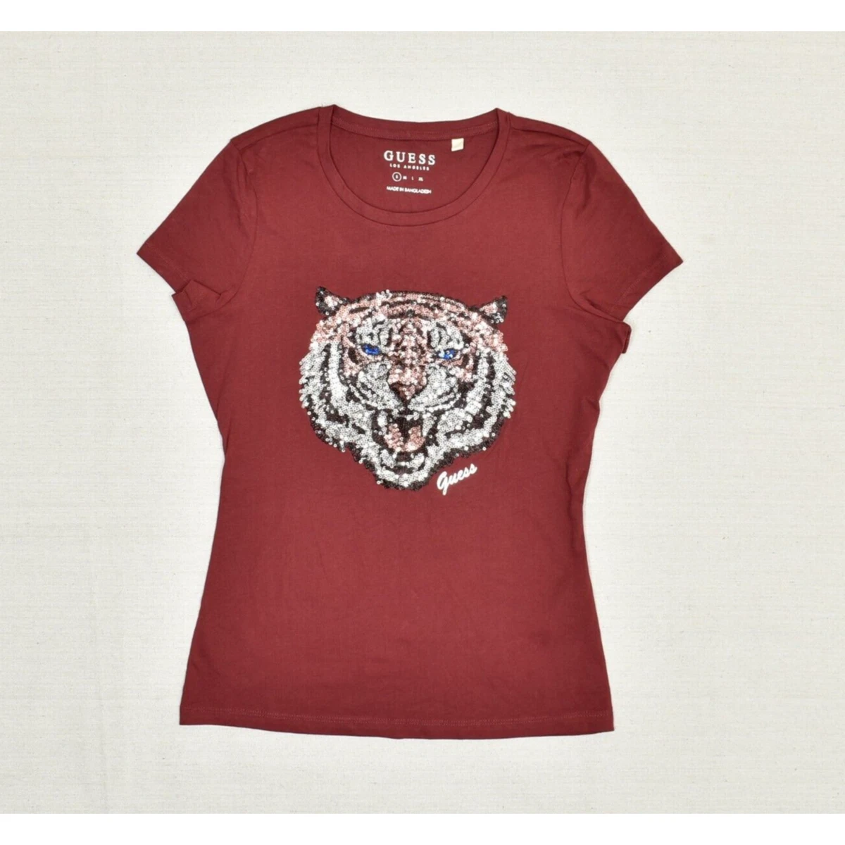 Guess T-shirt Donna Con Scollo A V Manica Corta – Multicolore Peacoat, Taglia XL In Viscosa