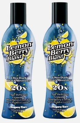 Lot of 2 - Supre Tan Lemon Berry Blast Ultra Dark Black Bronzer 20X, 8 Oz each