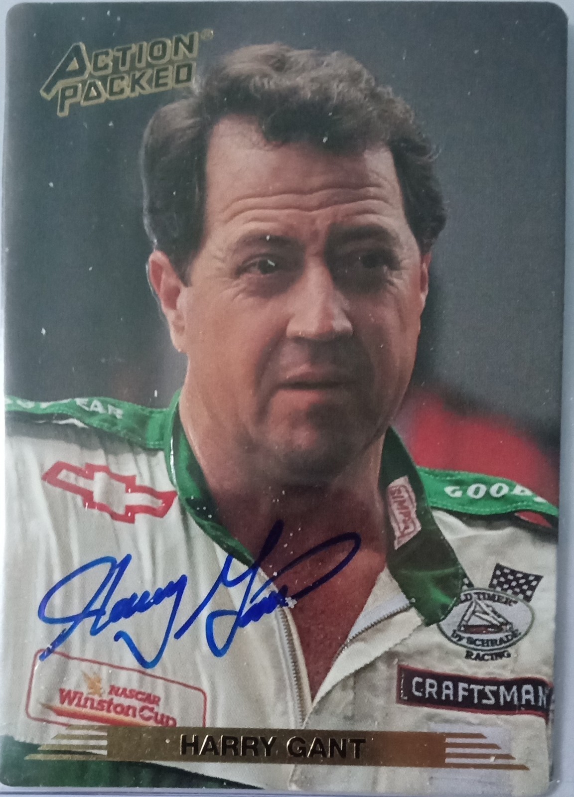 Autographed Harry Gant 1993 Action Packed Card #157 Very Nice Autograph! 
