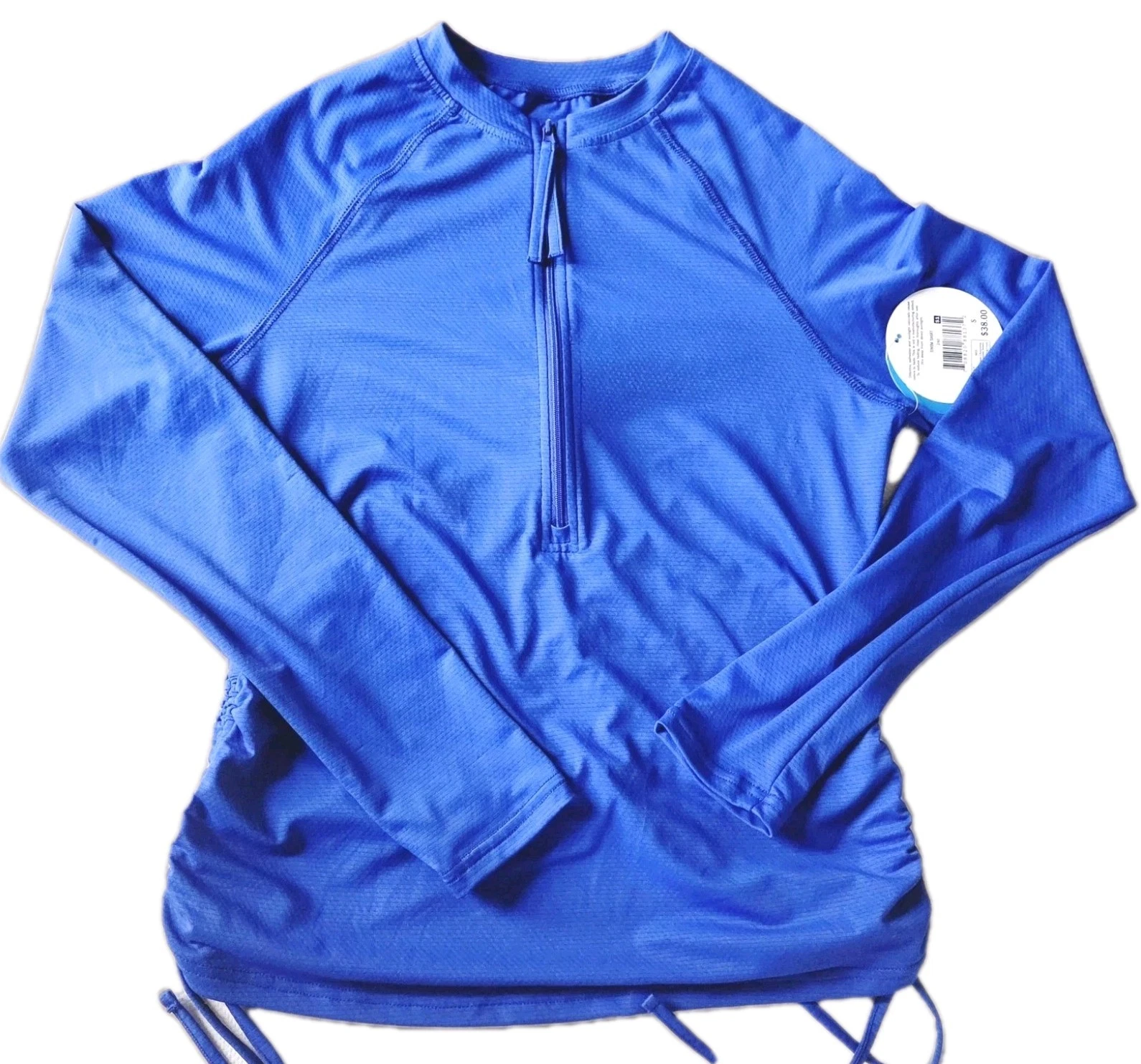 NWT Sol Borne Women's Small Half Zip Cinch Waist UV Protection Sun Shirt Blue