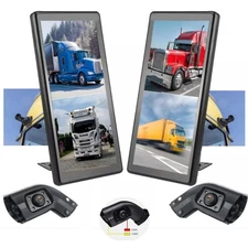 10.36" DVR Monitor Right Left Side + Rear Back View Mirror Camera For Blind Area