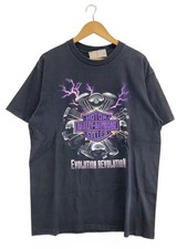 HARLEY DAVIDSON T-shirt 90s ENGINE PURPLE THUNDER XL Cotton Blk Used