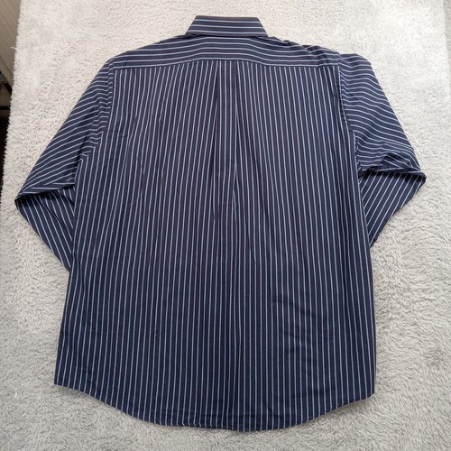 Van Heusen Shirt XL 17 Men's Button Up Long Sleeve Blue Stripe Cotton Polyester - Picture 3 of 6