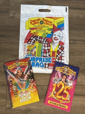 Vintage Ringling Circus Lot ~ Two 1995 Souvenir Books, 1984 Plastic Shopping Bag