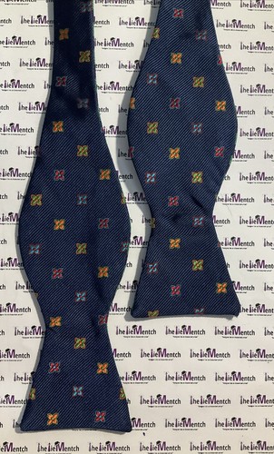 Brooks Brothers 2 Sided Navy & Green Self Tie Adjustable Bow Tie Silk MSRP $65 - Picture 2 of 6