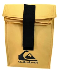 Quiksilver Insulated Lunch Bag Unisex Yellow and Black Logo Surf Carabinier Clip