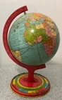 1950's J Chein & Co Tin 7 1/2 Inch World Globe Made in NJ USA Vintage Toy