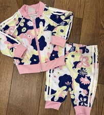 Adidas Originals Flower Allover Print Superstar Jacket Pants Set Girls Sz 6 Mont