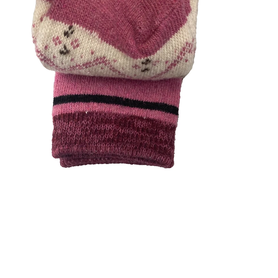 2 Pr Luxe Mezcla de Cachemira Aislado Acolchado Isla Justa Rayas Rosa NUEVO Foto 3 de 4