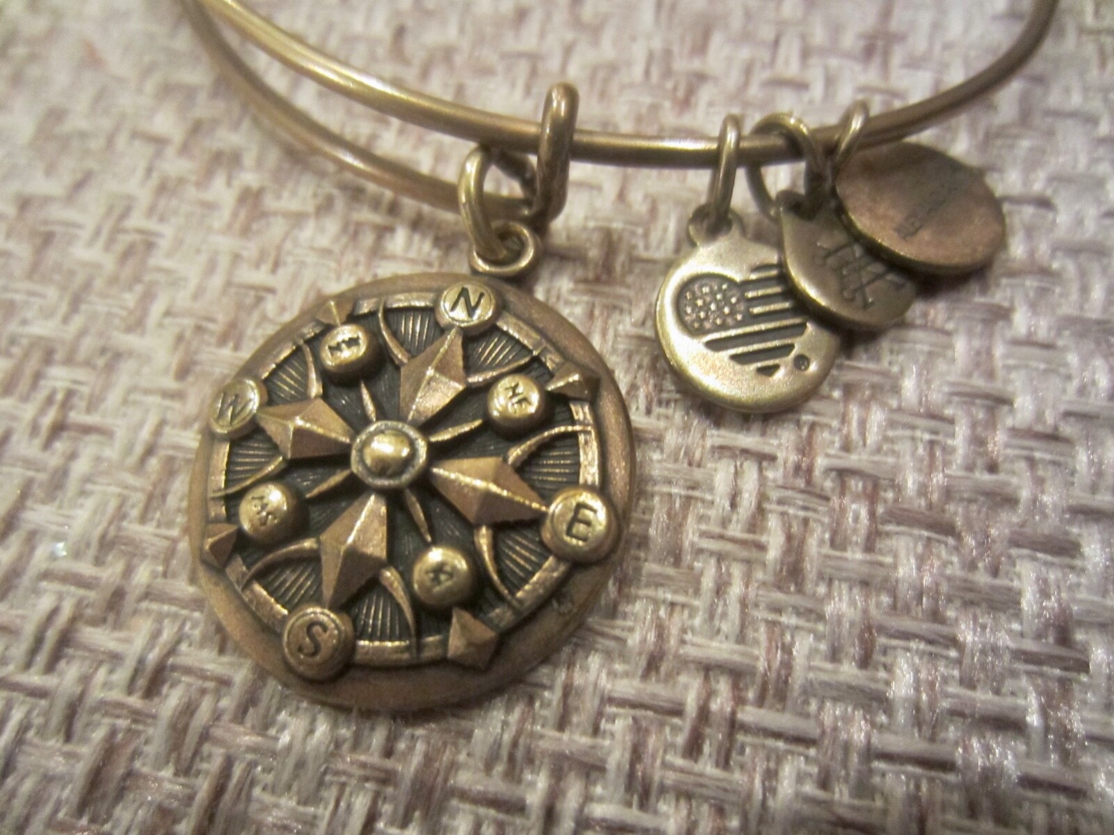Alex and Ani Compass Direction Gold Wire Slide Bangle Charm Bracelet eBay