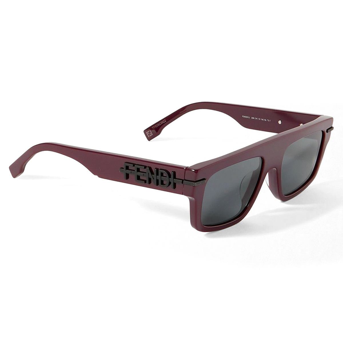 Fendi FE40091U 69A Bordeaux-Grey Lens Unisex Square Sunglasses 54