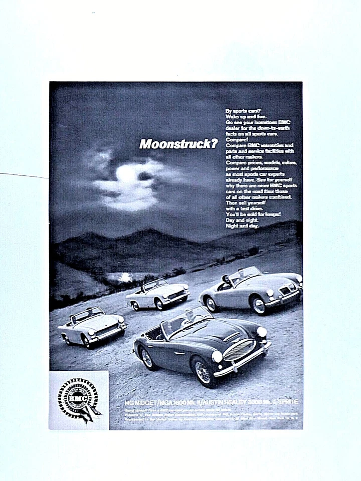 1962 MG MIidget Vintage MOONSTRUCK Original Print Ad 8.5 x 11" - Image 4 of 4