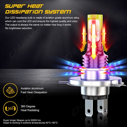 2x H4 9003 HB2 LED Headlight Bulb Kit High Low Beam For HYUNDAI ACCENT 2002-2010 - Picture 8 of 12