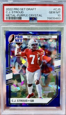 2022 Pro Set Draft Metal Purple Crystal #CJS C. J. Stroud Rookie RC PSA ...