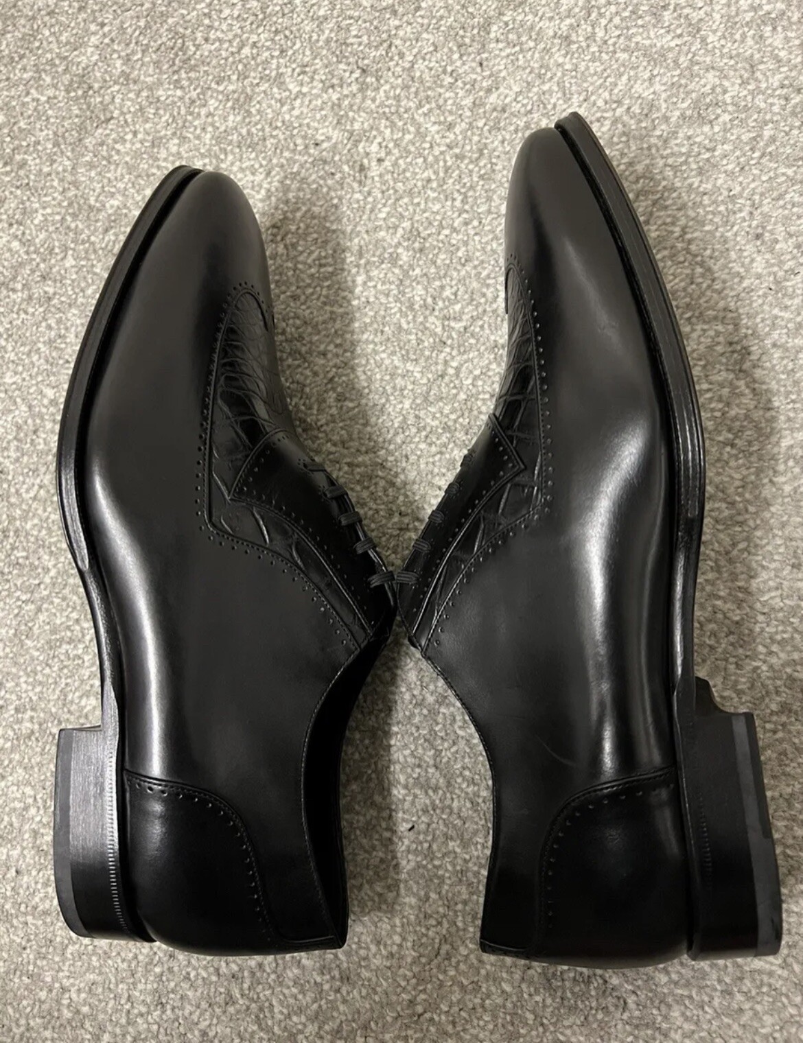 STEFANO RICCI Black Crocodile Leather Trim Oxford Shoes UK 7 RRP £1600. 💯percent Org image 2