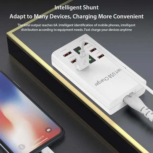 30W Universal 6 in 1 Port USB Handy Ladegerät Reise Power Schnell Ladestation - Bild 5 von 10