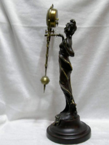 Chinese Wonderful Attractive Copper Statue Belle Swing Machine Clock - Picture 6 of 9
