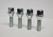 4 x M12 x 1.5, 28mm Thread, Tapered Wheel Bolts (Bright Zinc)
