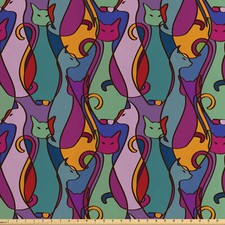 Katze Satin Stoff als Meterware geometrische afrikanische