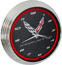 2020 Corvette C8 Red Light up Neon Wall Clock 15-Inch
