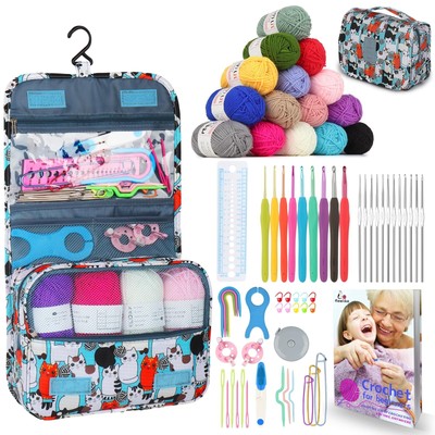 Aeelike Crochet Kit with Bag for Travel, Easy Learn to Crochet Kit for Beginn...