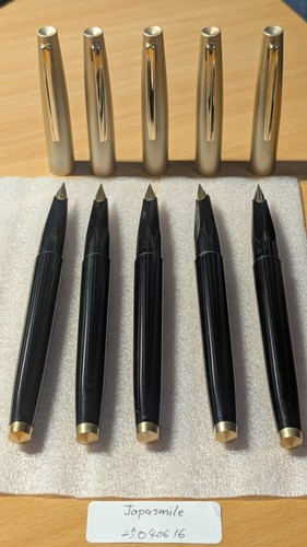 1960s Pilot Fountain Pen Set of Five Super 200 Black and Gold Used 25040616 - Picture 4 of 14