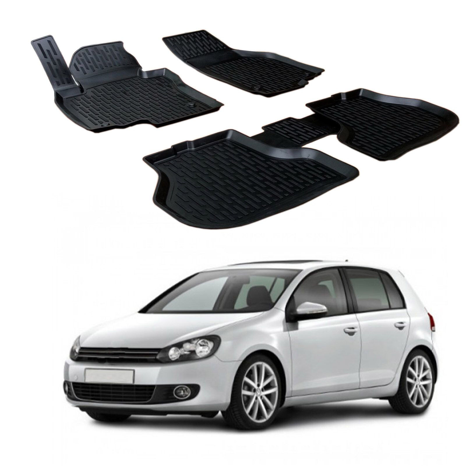 Tapis de sol en caoutchouc pour VW Golf 6 2008-2013 Scoutt 3D noir