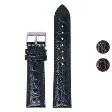 StrapsCo Glossy Alligator Crocodile Leather Watch Band Strap 18mm 20mm 22mm 24mm