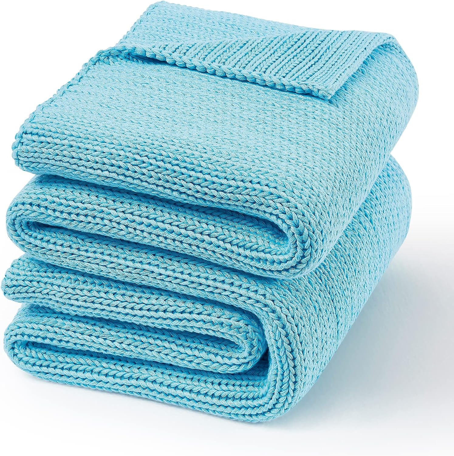 Knitted Weighted Blanket Blue 50x75 20Lbs Cooling Throw for Home Decor-image