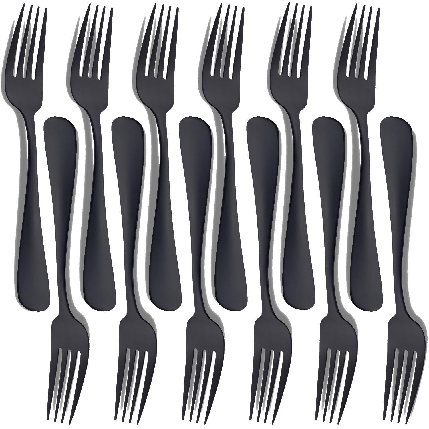 Matte Black Dinner Fork Set, 8-inch Stainless Steel Cutlery Forks, Dessert Fo...
