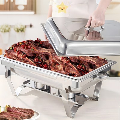 1/2/5/7/9 Pcs 8QT Stainless Steel Chafing Dishes with Full Pan for Catering