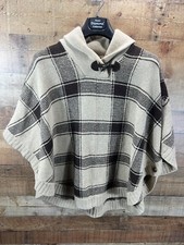 Lauren Ralph Lauren Lambs Wool Blend Plaid Cape Poncho Brown Tan Plaid Large/XL