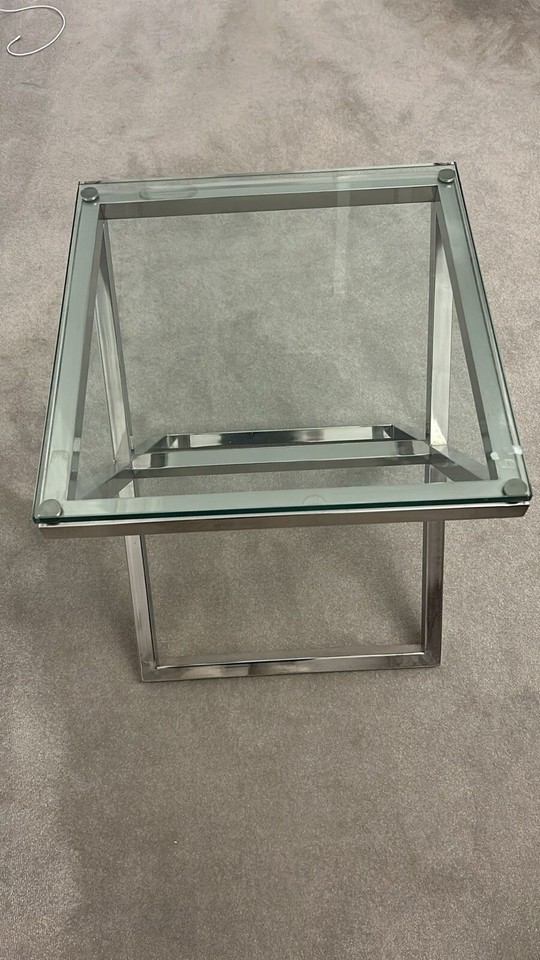 Silver And Glass Criss Cross Side Table / coffee Table / Bedside Table
