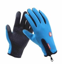 Unisex Sky Blue Protective Sports Running Warm Touch Screen Phone Gloves Size L