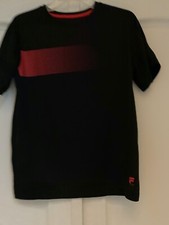 Fila Sport Boys Athletic Black with Red Dots Short Sleeve Shirt -Size XL 18-20 