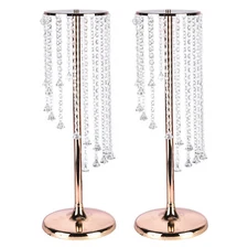 2x Crystal Flower Vase Metal Flowers Stand Wedding Decoration Bling Centerpieces