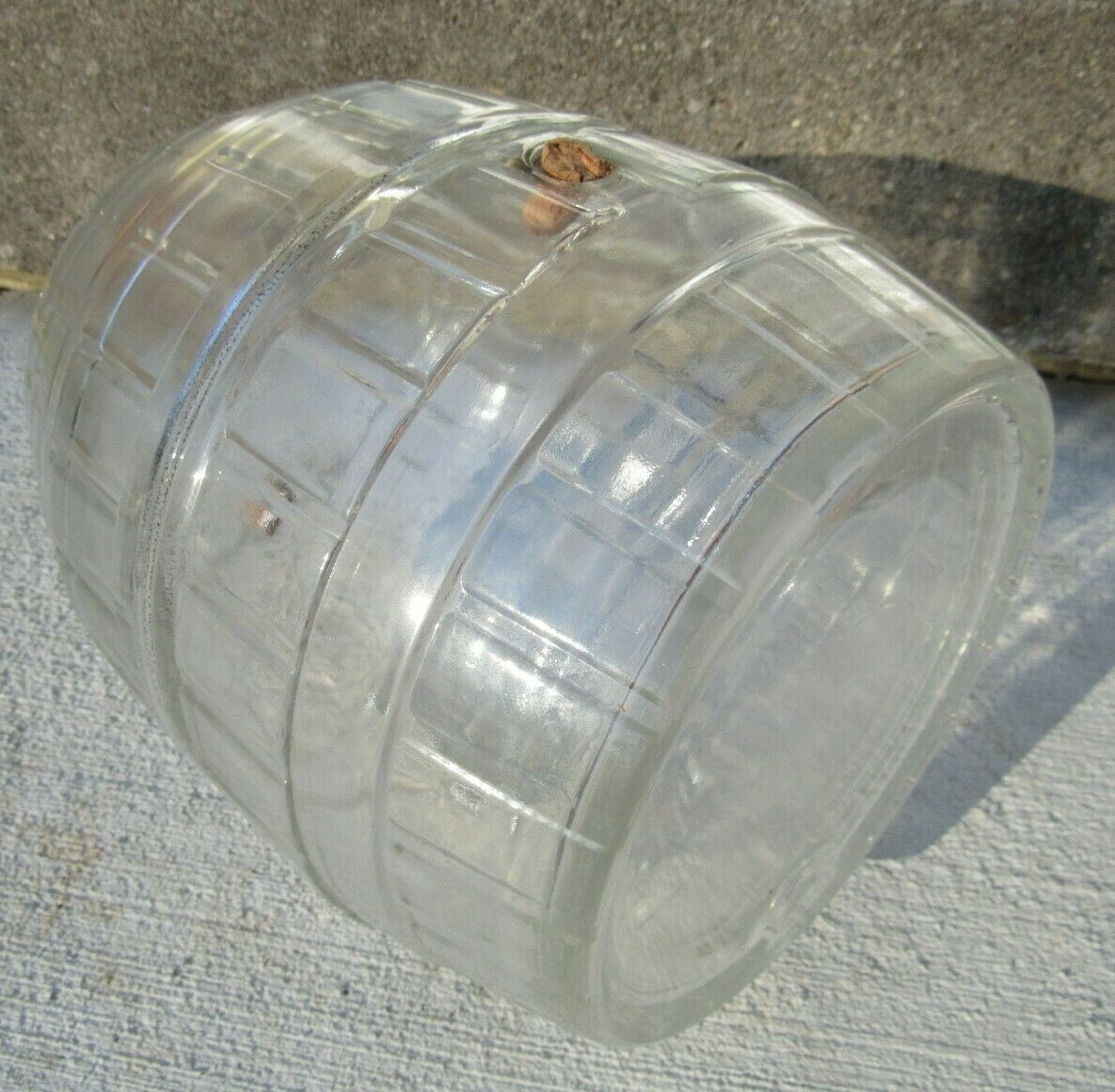 glass barrel Vintage BEER 1 Gallon Whiskey Decanter Jug w Corks large