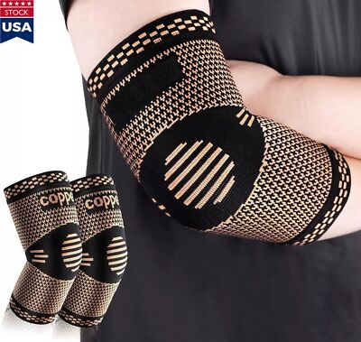 2 Pcs Elbow Brace Compression Support Sleeve Fit Arthritis Tendonitis Joint Pain