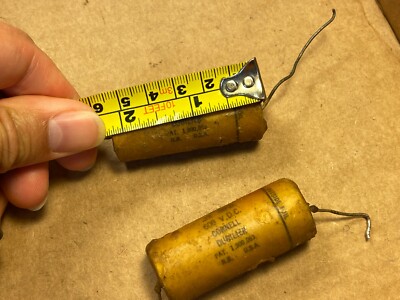 2 Vintage Cornell-Dubilier Tiger .25 uf 600v Capacitors Wax Tone 