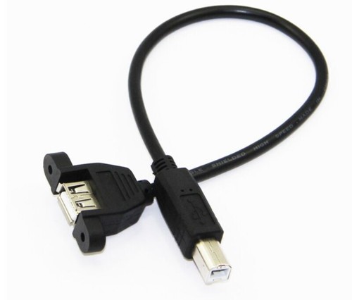 USB B 2.0 to USB A 2.0 Panel Mount Extension Cable | Male to Female | 0.3m - Picture 2 of 5