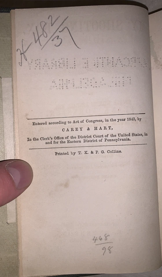 1854, MY SHOOTING BOX, FRANK FORESTER, HUNTING, T B PETERSON, 102 CHESTNUT Foto 3 de 4