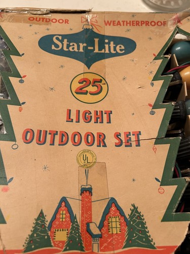 Vtg STAR-LITE CHRISTMAS TREE LIGHT SET 25 Light Set Outdoor Indoor in Box - Picture 10 of 12