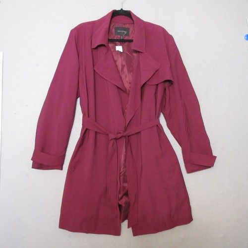 Banana Republic Trench Coat Jacket Women XL Burgundy Tie Waist Belt Classic NWT