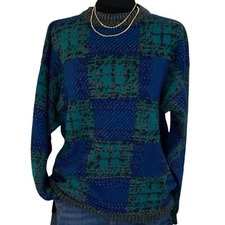 VINTAGE Saturdays Generation Colorblock Funky Pattern Grandpa Sweater Size L