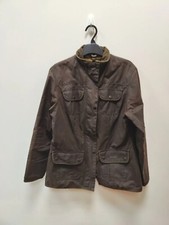 Barbour Dene Wax Jacket Brown Waxed Country Utility Rain Coat Size Uk 12 Women's