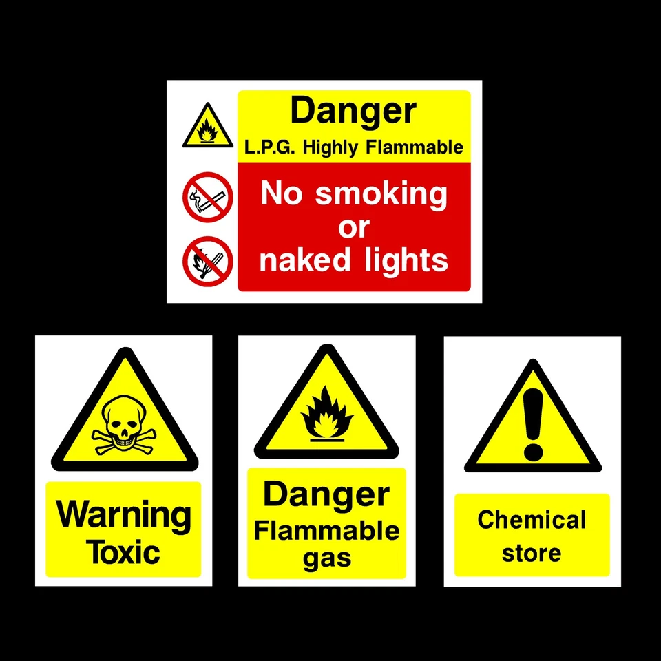 HEALTH&SAFETYDIRECT Flammable / Toxic / Chemical / LPG Plastic Sign, Sticker - All Materials & Sizes