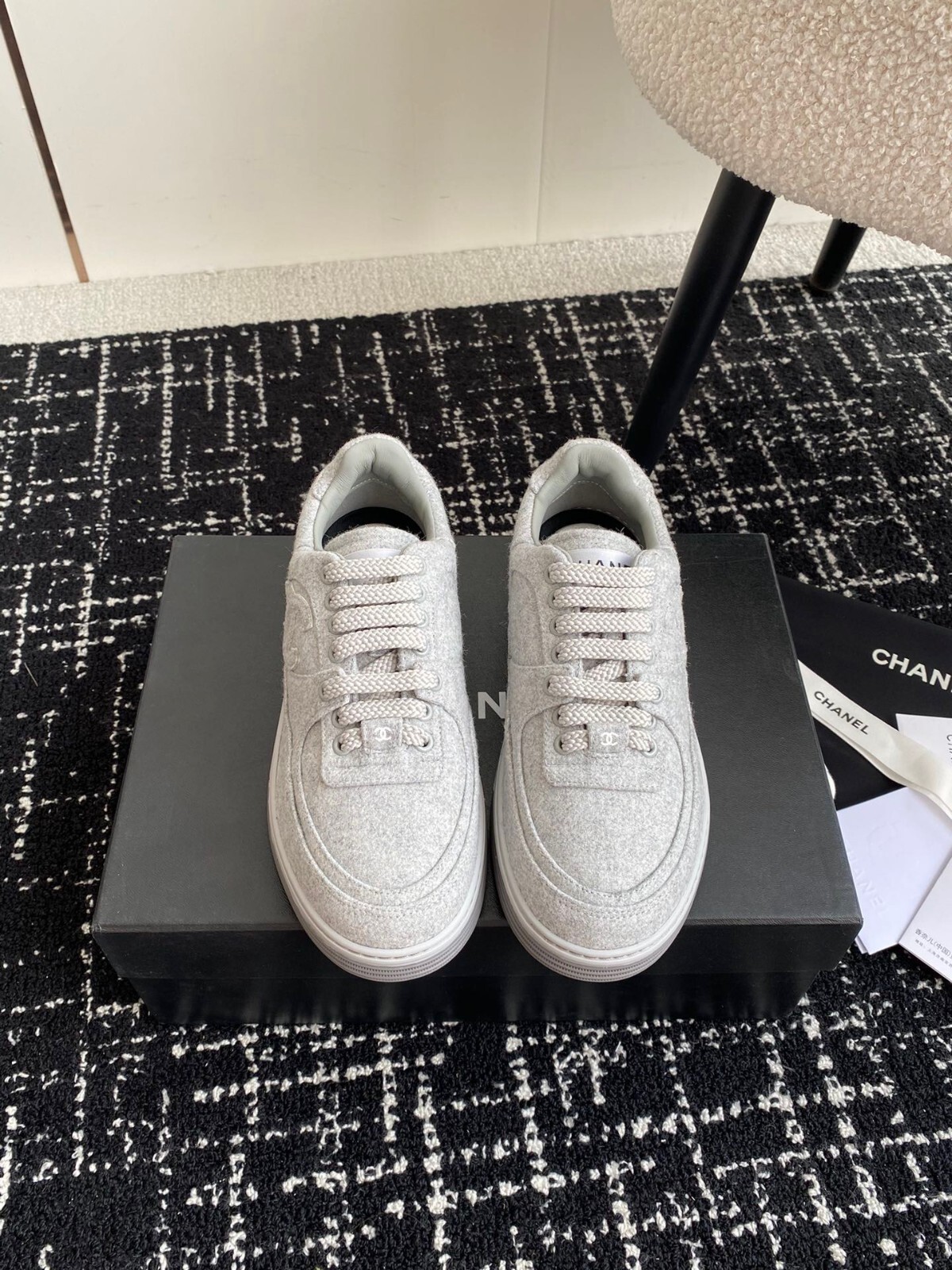 Chanel Wool Sneakers for Women Size 8.5