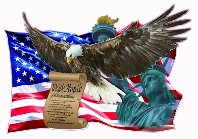 American Flag Eagle We the people Statue of liberty decal 6''